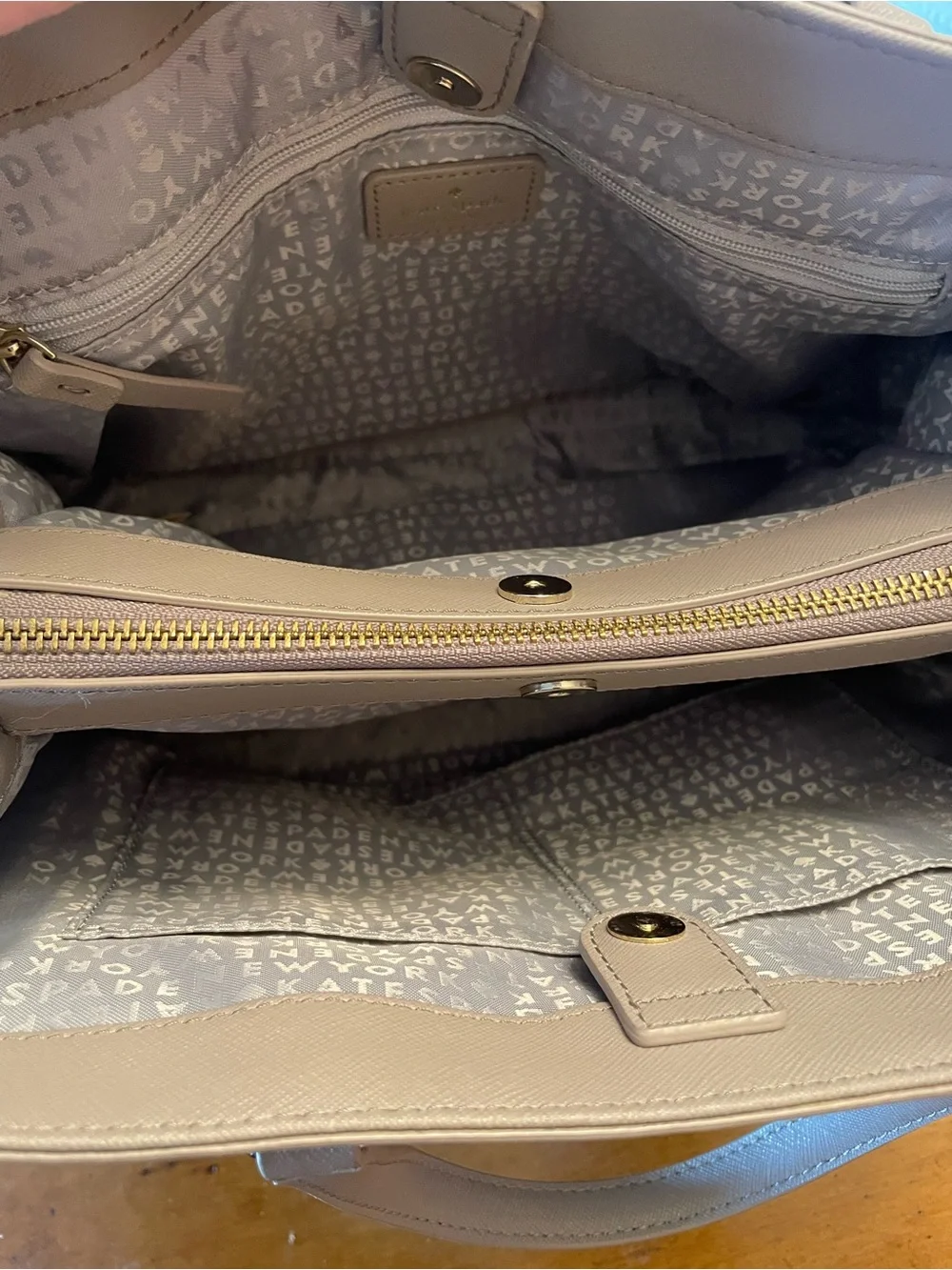 kate spade pebble leather satchel in taupe gray
